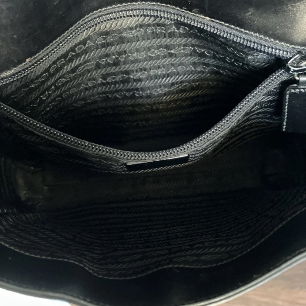 PRADA Vitelli Borsa In Pelle Leather Shoulder Bag Black Small Cross Body Italy - Picture 10 of 16